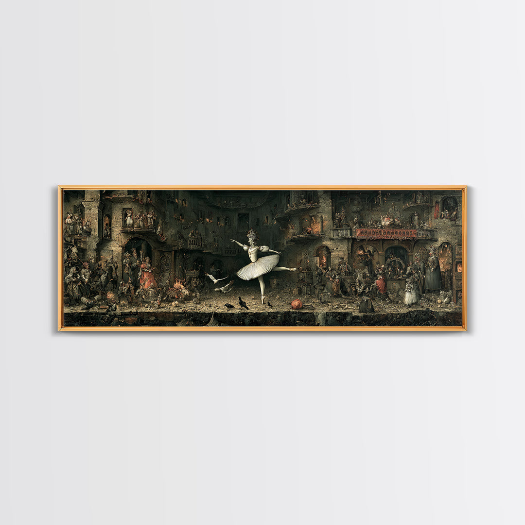 The Phantom Ballerina, Medieval Grotesque Art, Extra Wide Wall Art, Dark Fantasy Wall Art, Canvas Print, Halloween Wall Art