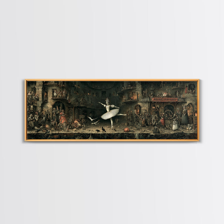 The Phantom Ballerina, Medieval Grotesque Art, Extra Wide Wall Art, Dark Fantasy Wall Art, Canvas Print, Halloween Wall Art