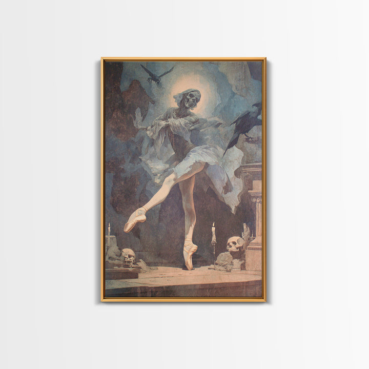 The Phantom Ballerina, Dark Renaissance Art, Vertical Wall Art, Dark Halloween Decor, Framed Canvas Print, Halloween Wall Art