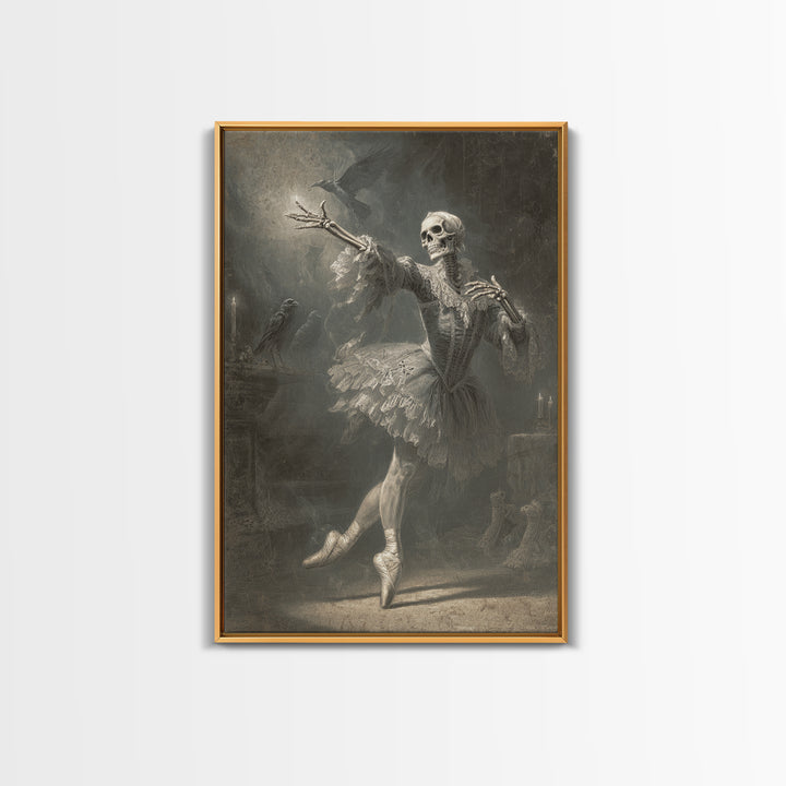 The Phantom Ballerina, Danse Macabre Art, Vertical Wall Art, Gothic Horror Wall Art, Framed Canvas Print