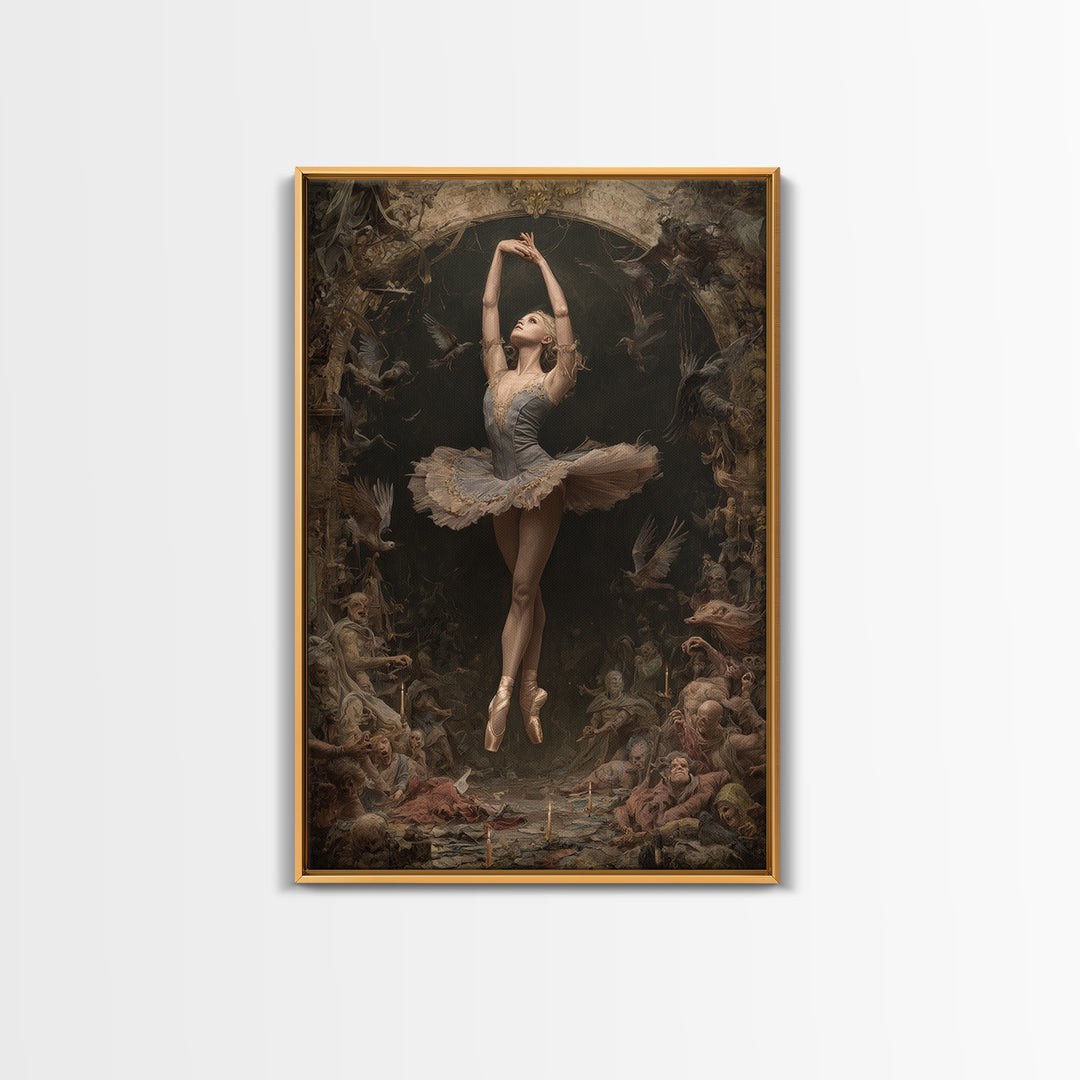 The Phantom Ballerina, Gothic Nightmare Art, Vertical Wall Art, Dark Fantasy Wall Art, Framed Canvas Print, Halloween Wall Art