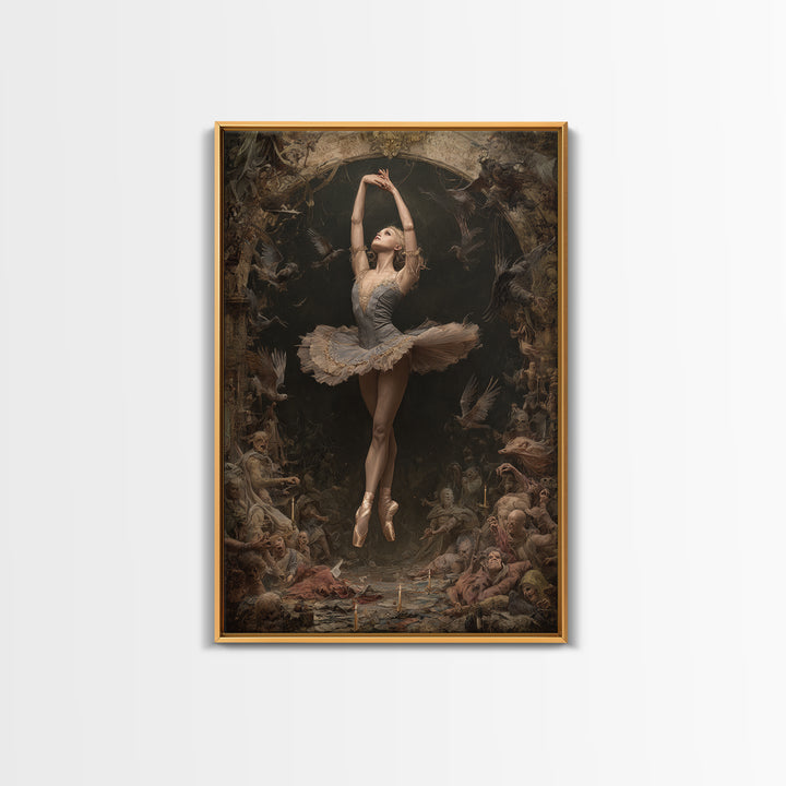 The Phantom Ballerina, Gothic Nightmare Art, Vertical Wall Art, Dark Fantasy Wall Art, Framed Canvas Print, Halloween Wall Art