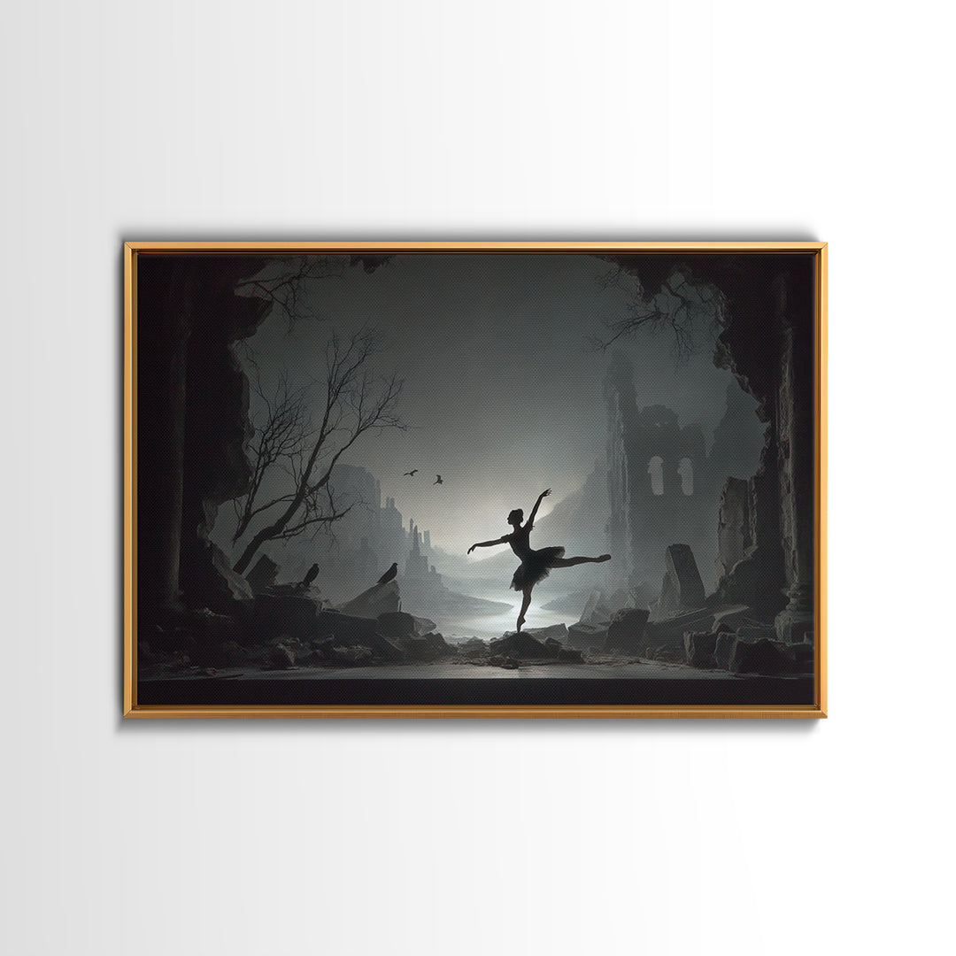 The Phantom Ballerina, Romantic Gothic Landscape, Landscape Wall Art, Gothic Horror Wall Art, Framed Canvas Print