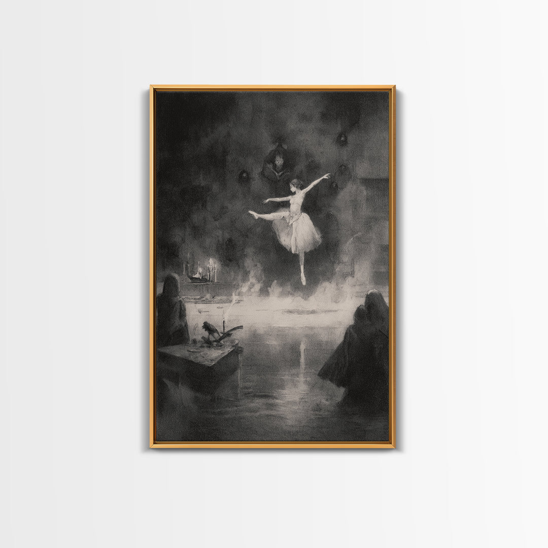 The Phantom Ballerina, Symbolist Dream Art, Vertical Wall Art, Gothic Horror Wall Art, Framed Canvas Print, Halloween Wall Art