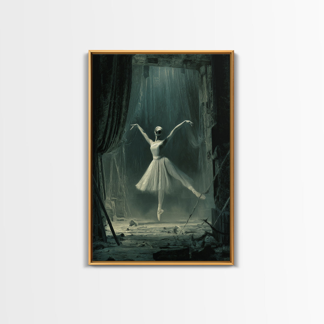 The Phantom Ballerina, Expressionist Gothic Art, Vertical Wall Art, Gothic Horror Wall Art, Framed Canvas Print, Halloween Wall Art