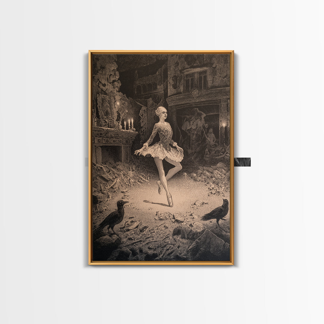 The Phantom Ballerina, Victorian Macabre Art, Vertical Wall Art, Macabre Wall Art, Canvas Print, Halloween Wall Art, Horror Wall Art