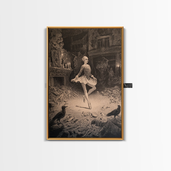 The Phantom Ballerina, Victorian Macabre Art, Vertical Wall Art, Macabre Wall Art, Canvas Print, Halloween Wall Art, Horror Wall Art