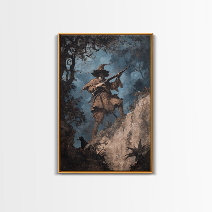 The Ghost Of The Witch Hunter, Baroque Witchcraft Art, Vertical Wall Art, Gothic Horror Wall Art, Canvas Print, Halloween Wall Art