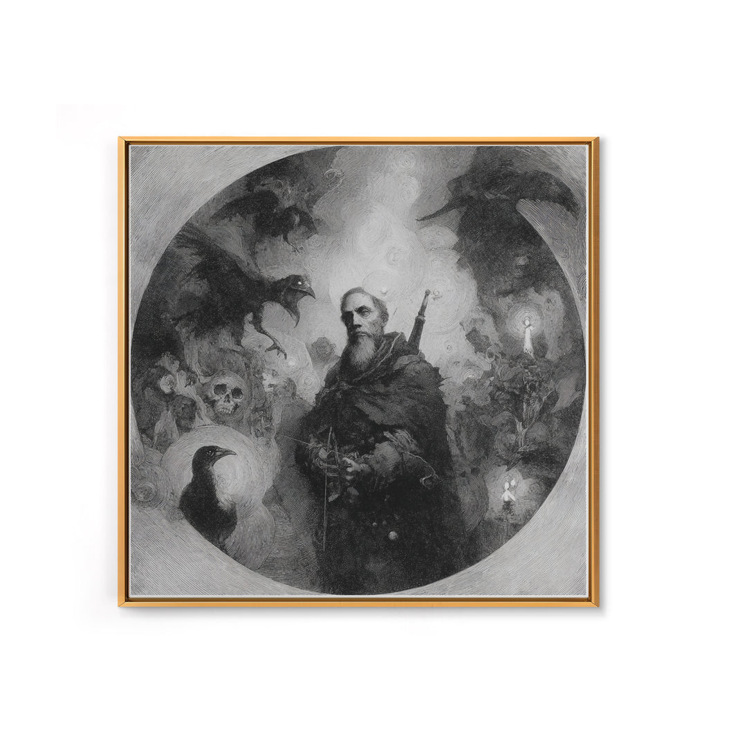 The Ghost Of The Witch Hunter, Symbolist Dream Art, Square Wall Art, Macabre Wall Art, Canvas Print, Halloween Wall Art
