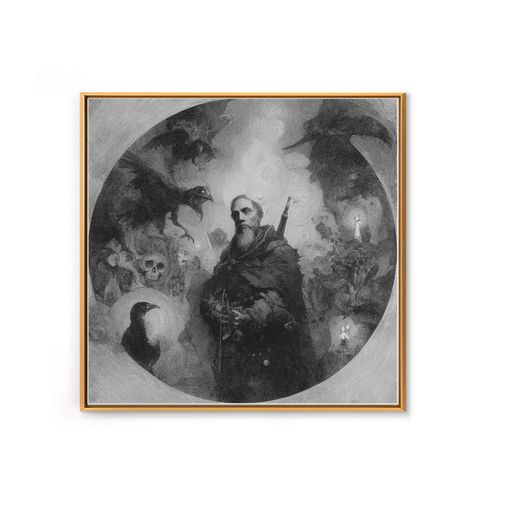 The Ghost Of The Witch Hunter, Symbolist Dream Art, Square Wall Art, Macabre Wall Art, Canvas Print, Halloween Wall Art