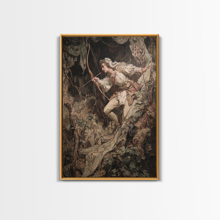 The Ghost Of The Witch Hunter, Ornate Symbolist Art, Vertical Wall Art, Macabre Wall Art, Framed Canvas Print, Halloween Wall Art