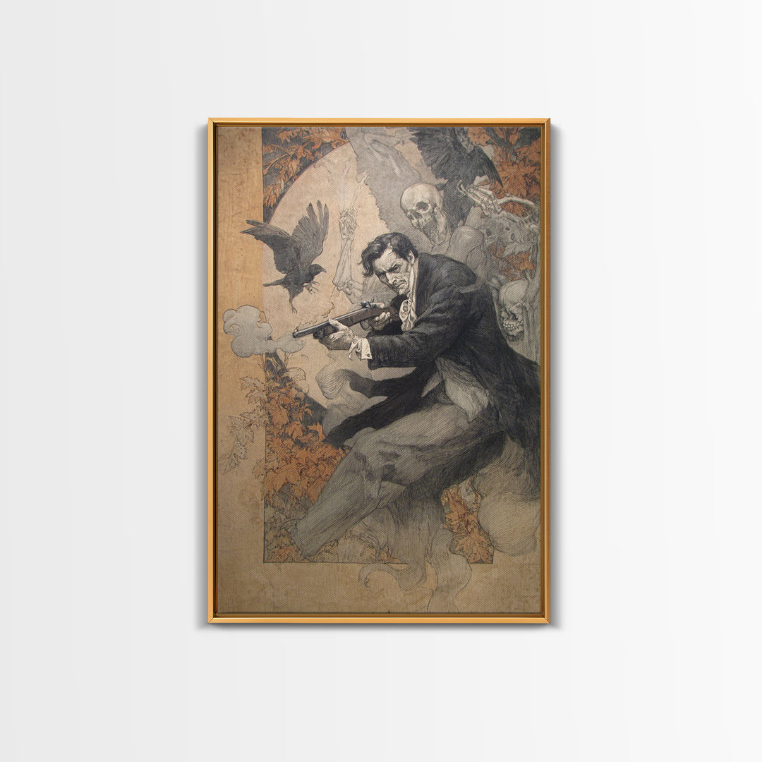 The Ghost Of The Witch Hunter, Decadent Gothic Art, Vertical Wall Art, Gothic Horror Wall Art, Framed Canvas Print