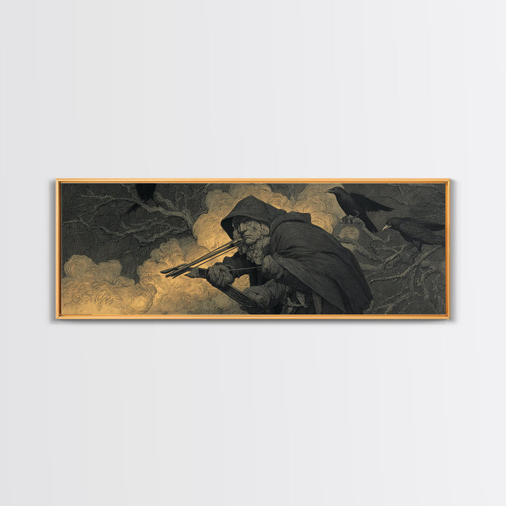 The Ghost Of The Witch Hunter, Expressionist Nightmare Art, Extra Wide Wall Art, Dark Fantasy Wall Art, Framed Canvas Print