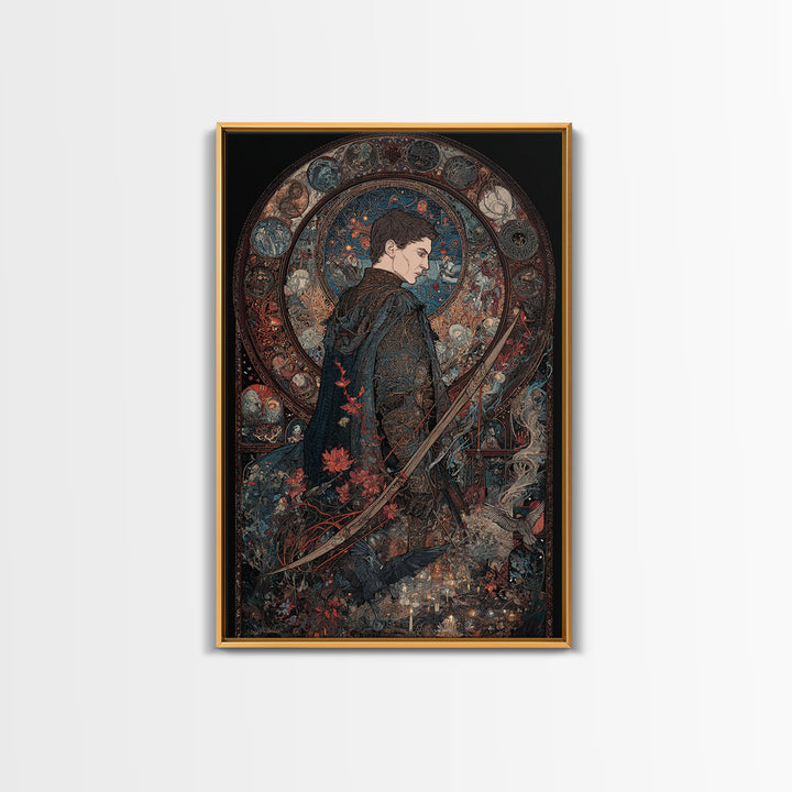 The Ghost Of The Witch Hunter, Stained Glass Gothic Art, Vertical Wall Art, Dark Fantasy Wall Art, Canvas Print, Halloween Wall Art