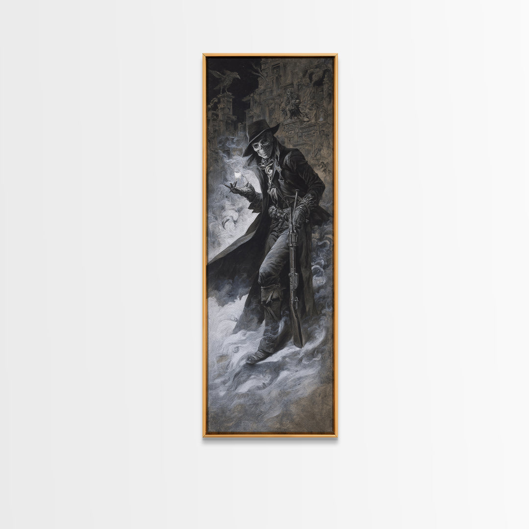 The Ghost Of The Witch Hunter, Surreal Apocalyptic Art, Tall Narrow Wall Art, Macabre Wall Art, Canvas Print, Halloween Wall Art