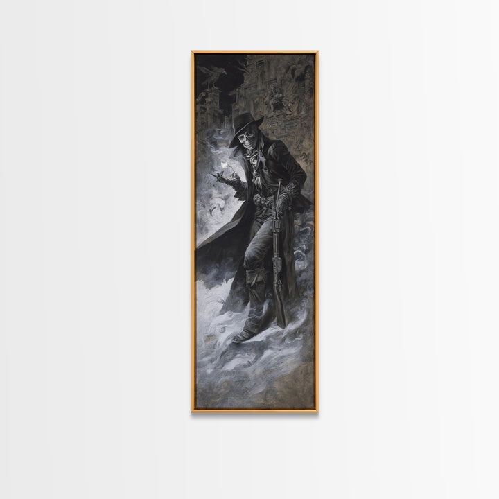The Ghost Of The Witch Hunter, Surreal Apocalyptic Art, Tall Narrow Wall Art, Macabre Wall Art, Canvas Print, Halloween Wall Art