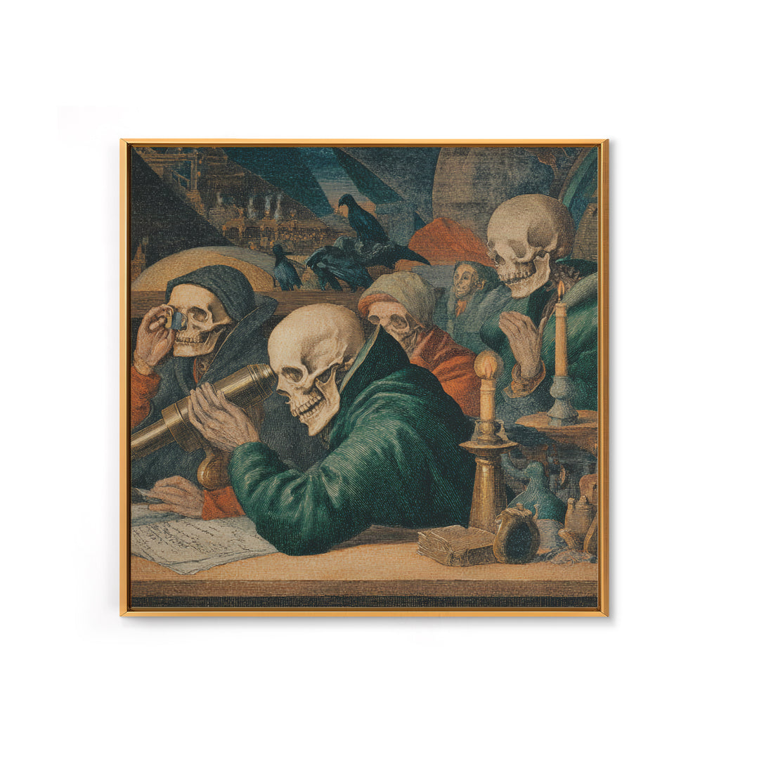 The Skull Astronomer, Danse Macabre Art, Square Wall Art, Dark Fantasy Wall Art, Canvas Print, Halloween Wall Art