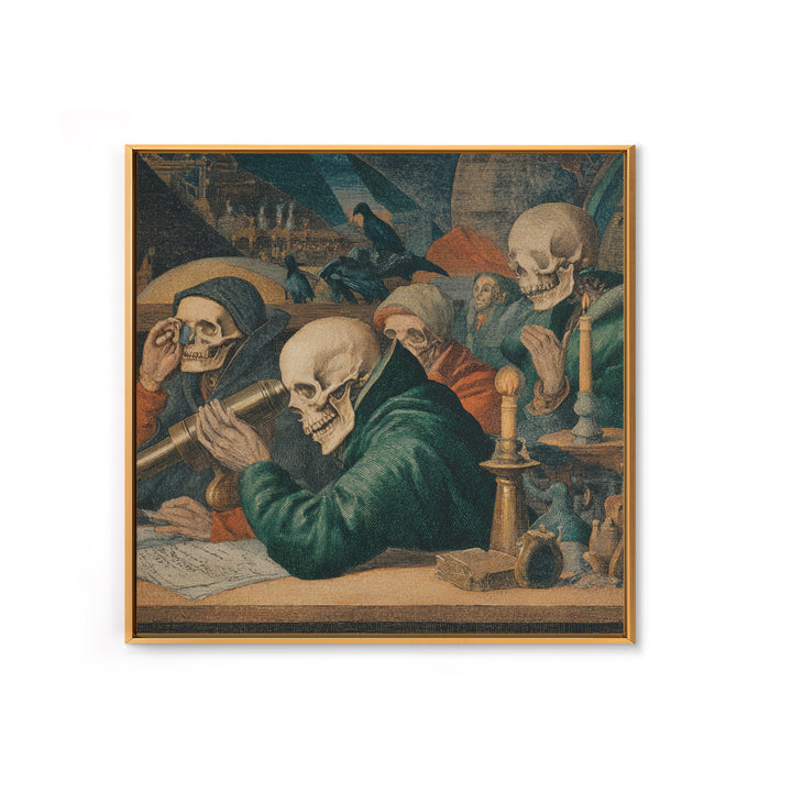 The Skull Astronomer, Danse Macabre Art, Square Wall Art, Dark Fantasy Wall Art, Canvas Print, Halloween Wall Art