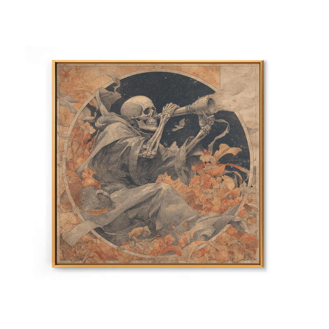 The Skull Astronomer, Decadent Gothic Art, Square Wall Art, Gothic Horror Wall Art, Canvas Print, Halloween Wall Art