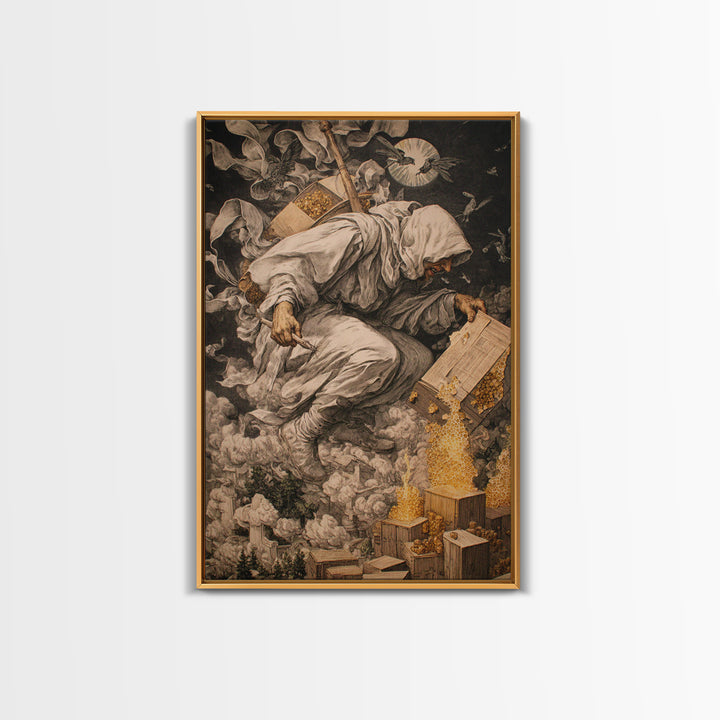 The Cemetery Beekeeper, Dark Renaissance Art, Vertical Wall Art, Macabre Wall Art, Canvas Print, Halloween Wall Art