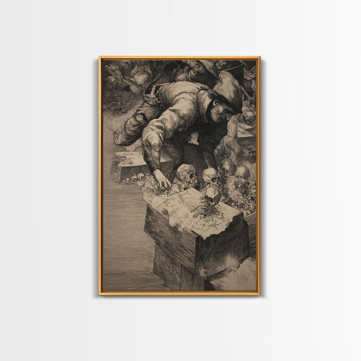 The Cemetery Beekeeper, Renaissance Engraving Art, Vertical Wall Art, Gothic Horror Wall Art, Canvas Print, Halloween Wall Art