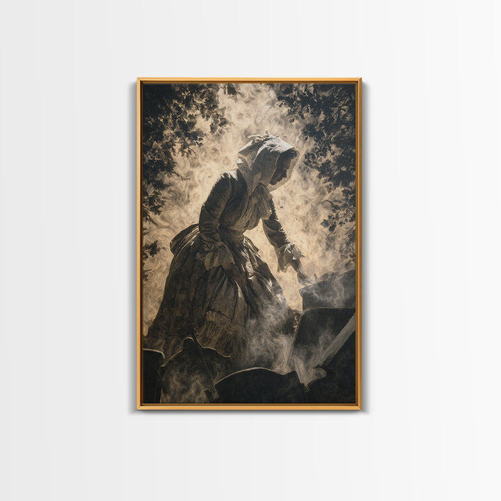 The Cemetery Beekeeper, Dark Romantic Horror Art, Vertical Wall Art, Dark Fantasy Wall Art, Canvas Print, Halloween Wall Art