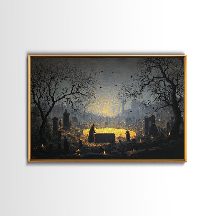 The Cemetery Beekeeper, Romantic Gothic Landscape, Landscape Wall Art, Macabre Wall Art, Framed Canvas Print, Halloween Wall Art