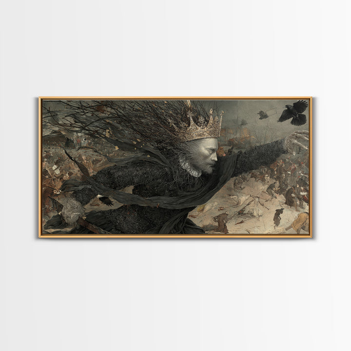 The Thorn-Crowned King, Northern Renaissance Horror, Wide Panoramic Art, Macabre Wall Art, Canvas Print, Halloween Wall Art