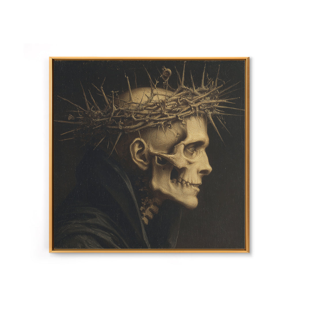 The Thorn-Crowned King, Danse Macabre Art, Square Wall Art, Gothic Horror Wall Art, Framed Canvas Print