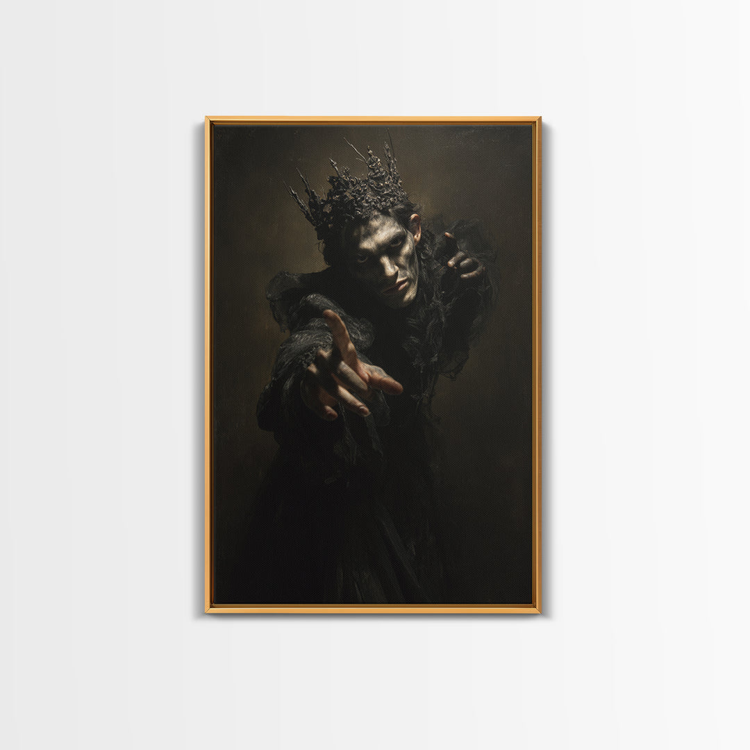 The Thorn-Crowned King, Dark Romantic Horror Art, Vertical Wall Art, Dark Fantasy Wall Art, Canvas Print, Halloween Wall Art