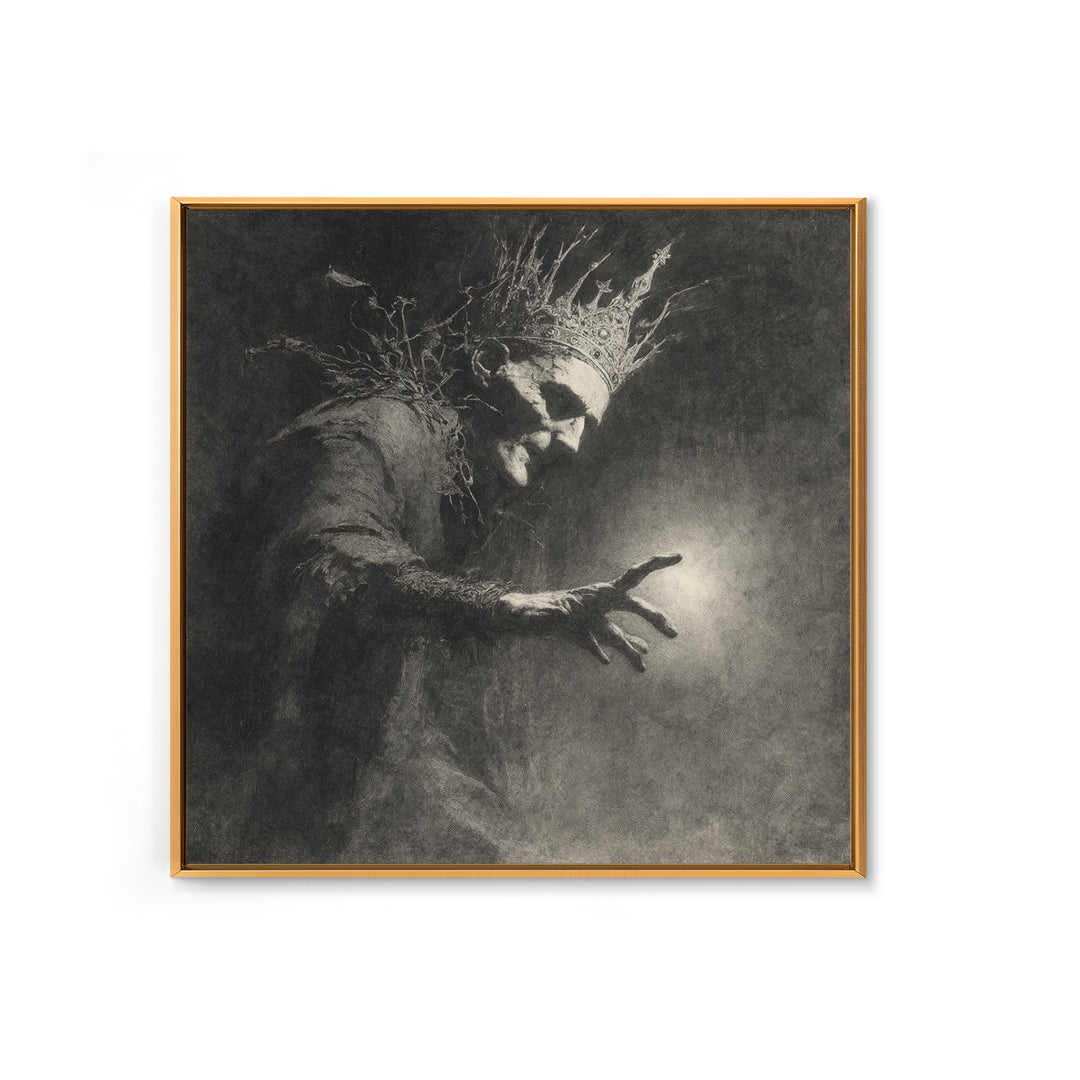 The Thorn-Crowned King, Symbolist Dream Art, Square Wall Art, Dark Halloween Decor, Canvas Print, Halloween Wall Art