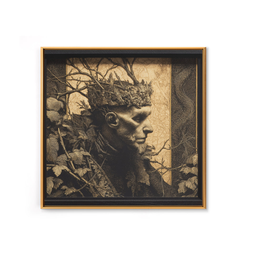 The Thorn-Crowned King, Dark Symbolist Art, Square Wall Art, Gothic Horror Wall Art, Canvas Print, Halloween Wall Art