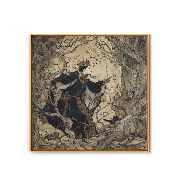 The Thorn-Crowned King, Gothic Storybook Art, Square Wall Art, Macabre Wall Art, Canvas Print, Halloween Wall Art, Spooky Wall Decor