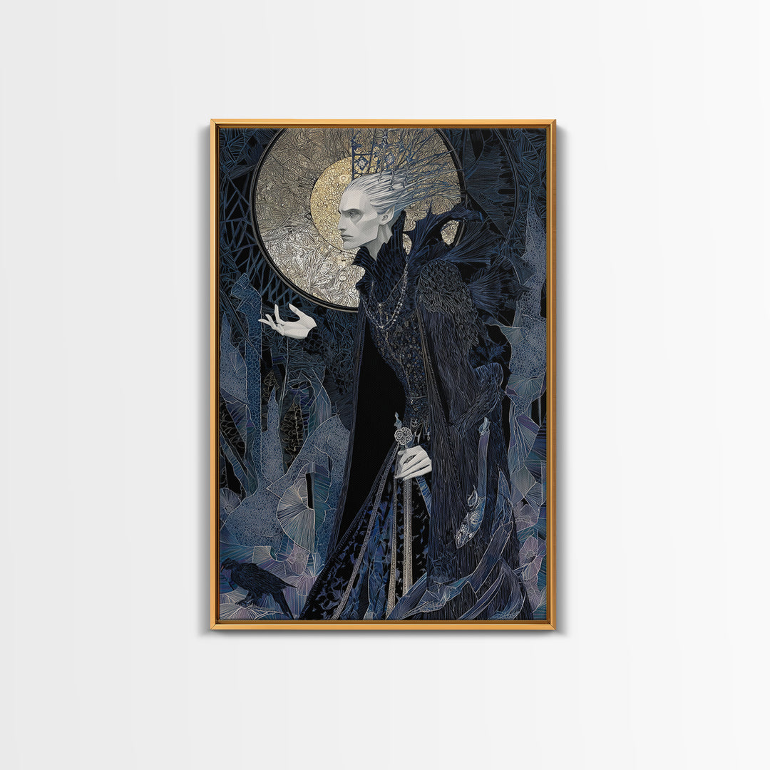 The Thorn-Crowned King, Stained Glass Gothic Art, Vertical Wall Art, Gothic Horror Wall Art, Framed Canvas Print, Halloween Wall Art