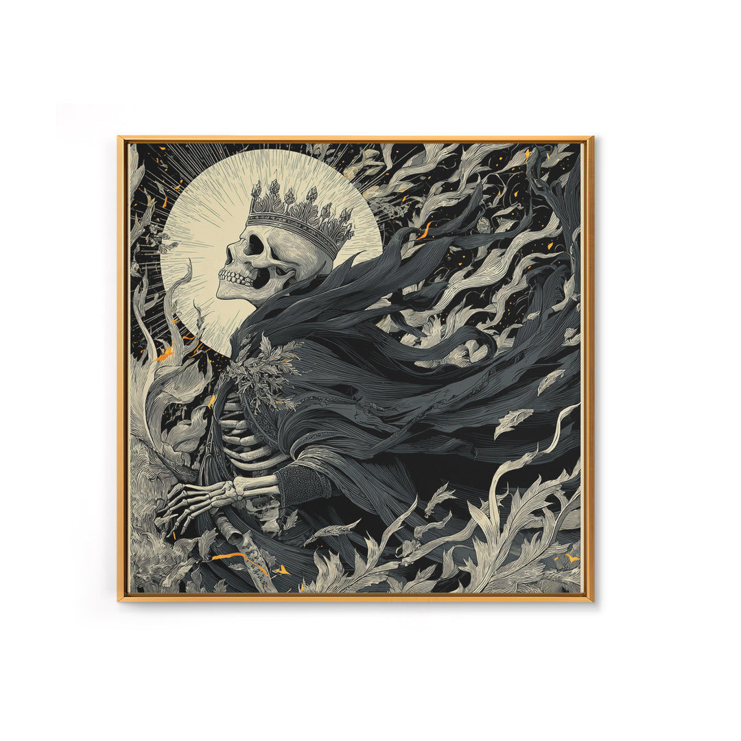 The Thorn-Crowned King, Macabre Folk Print Art, Square Wall Art, Gothic Horror Wall Art, Framed Canvas Print, Halloween Wall Art