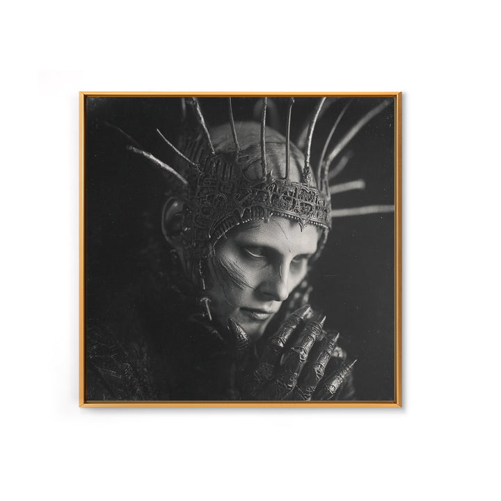 The Thorn-Crowned King, Biomechanical Horror Art, Square Wall Art, Gothic Horror Wall Art, Framed Canvas Print, Halloween Wall Art