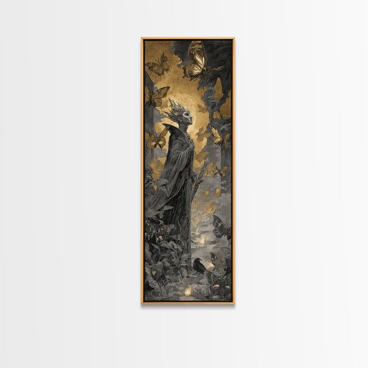 The Moth-Winged Empress, Architectural Etching Art, Tall Narrow Wall Art, Macabre Wall Art, Framed Canvas Print
