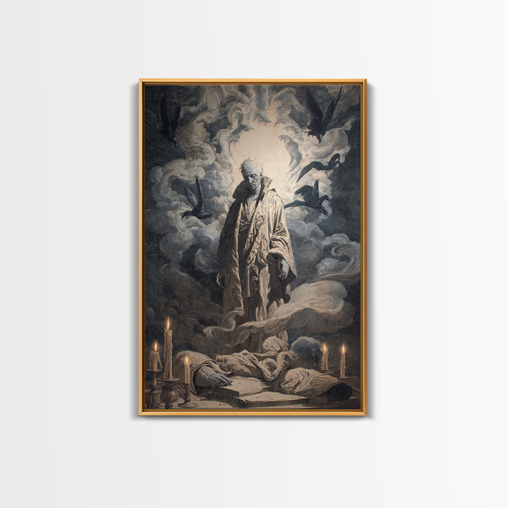 The Ash-Covered Oracle, Gothic Nightmare Art, Vertical Wall Art, Macabre Wall Art, Framed Canvas Print, Halloween Wall Art