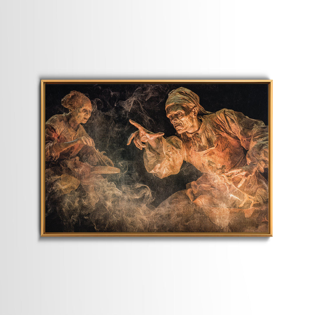 The Ghost Bakery, Dark Renaissance Art, Landscape Wall Art, Macabre Wall Art, Framed Canvas Print, Halloween Wall Art