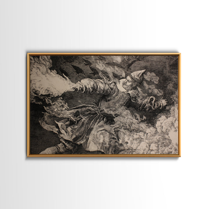 The Ghost Bakery, Renaissance Engraving Art, Landscape Wall Art, Gothic Horror Wall Art, Framed Canvas Print, Halloween Wall Art