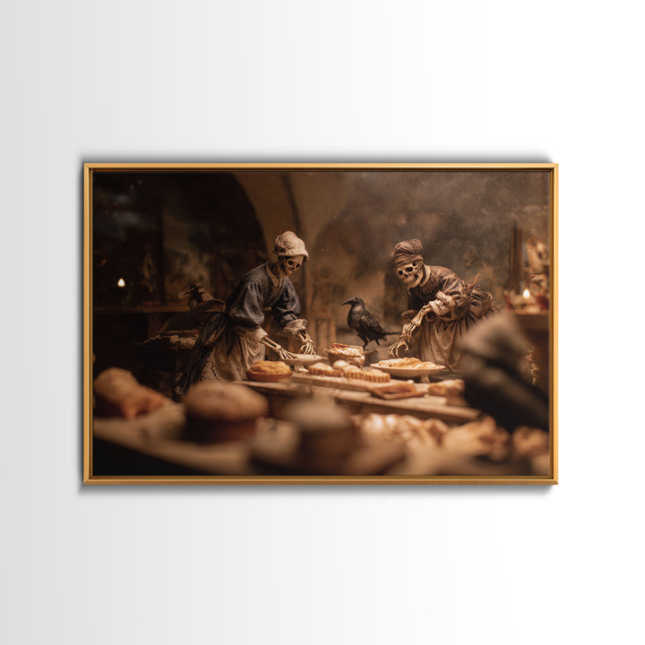 The Ghost Bakery, Danse Macabre Art, Landscape Wall Art, Dark Halloween Decor, Framed Canvas Print, Halloween Wall Art
