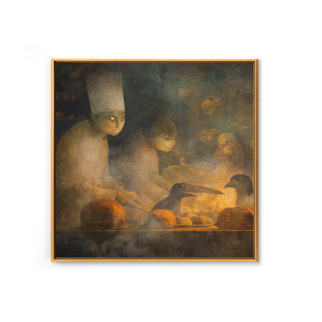 The Ghost Bakery, Symbolist Dream Art, Square Wall Art, Gothic Horror Wall Art, Canvas Print, Halloween Wall Art, Seasonal Home Decor