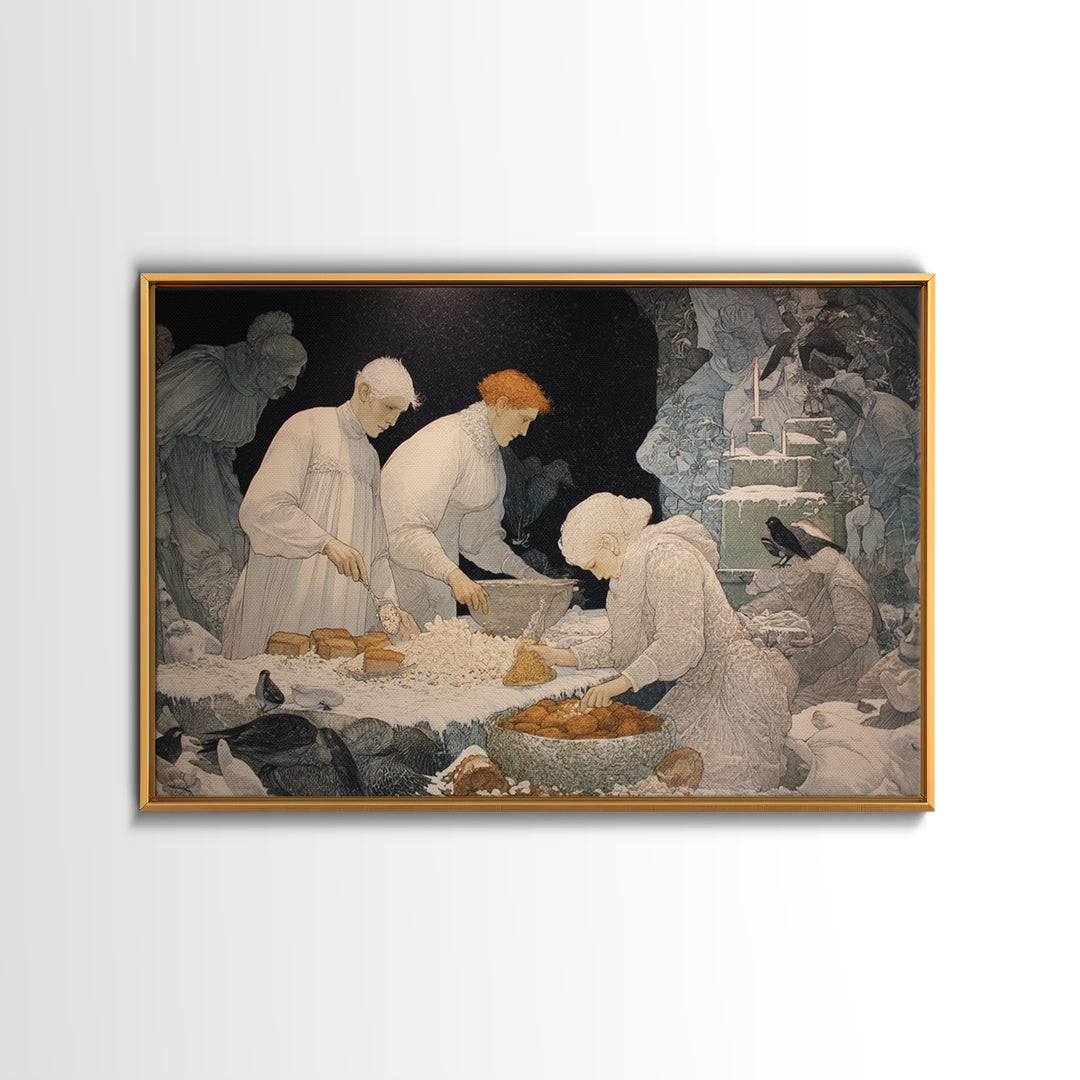 The Ghost Bakery, Symbolist Death Art, Landscape Wall Art, Gothic Horror Wall Art, Canvas Print, Halloween Wall Art