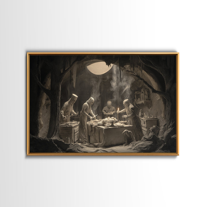 The Ghost Bakery, Expressionist Nightmare Art, Landscape Wall Art, Dark Halloween Decor, Canvas Print, Halloween Wall Art
