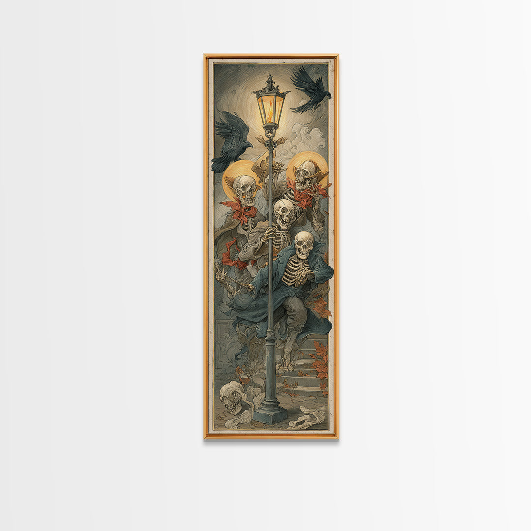 The Skeleton Barbershop Quartet, Dark Renaissance Art, Tall Narrow Wall Art, Gothic Horror Wall Art, Framed Canvas Print