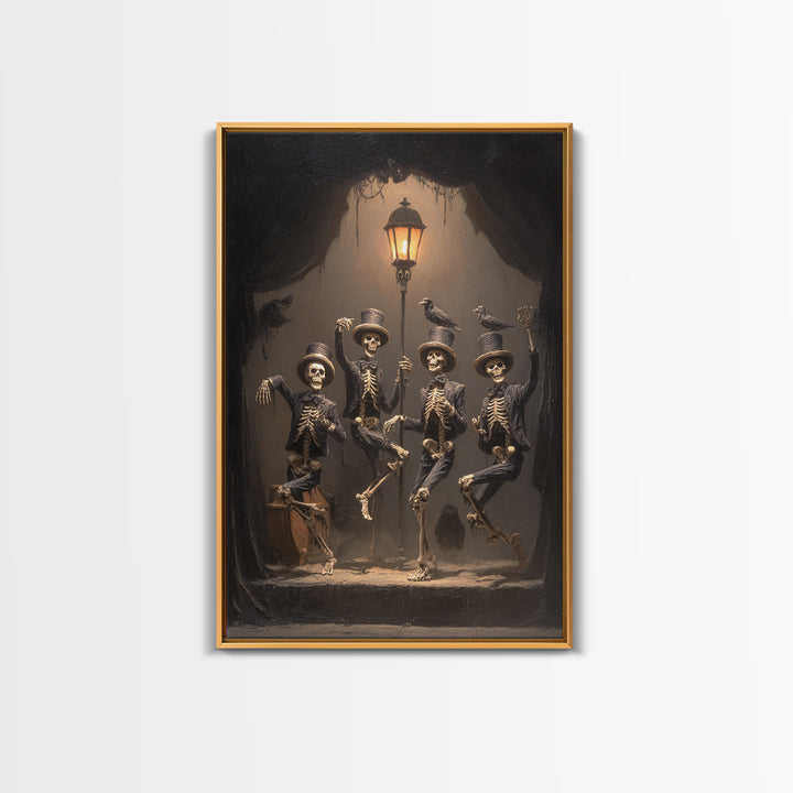 The Skeleton Barbershop Quartet, Dark Romantic Horror Art, Vertical Wall Art, Gothic Horror Wall Art, Canvas Print, Halloween Wall Art