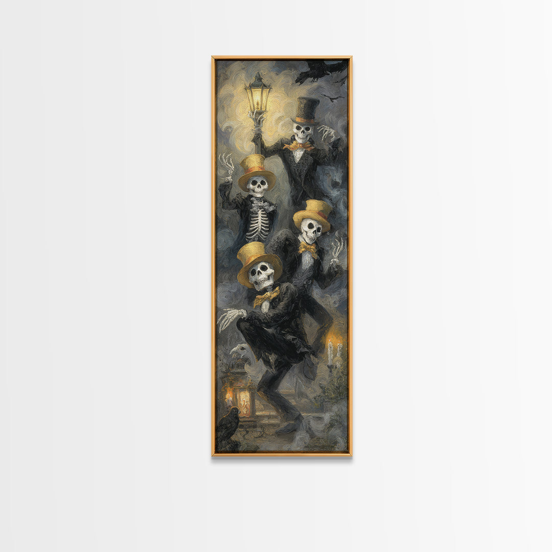 The Skeleton Barbershop Quartet, Gothic Nightmare Art, Tall Narrow Wall Art, Macabre Wall Art, Canvas Print, Halloween Wall Art