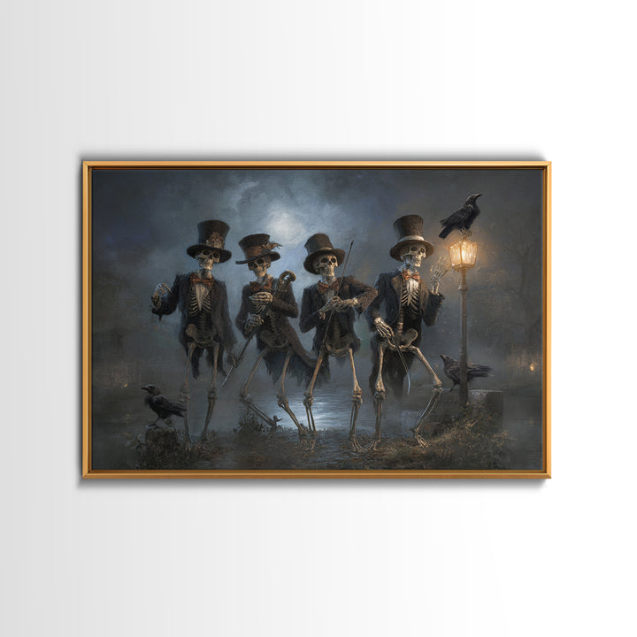 The Skeleton Barbershop Quartet, Symbolist Gothic Landscape, Landscape Wall Art, Dark Fantasy Wall Art, Framed Canvas Print