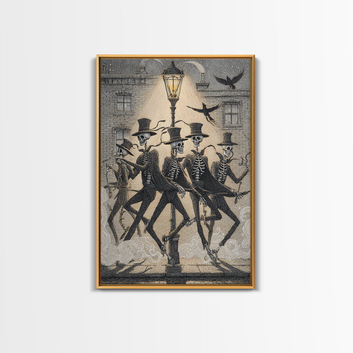 The Skeleton Barbershop Quartet, Victorian Macabre Art, Vertical Wall Art, Macabre Wall Art, Framed Canvas Print, Halloween Wall Art