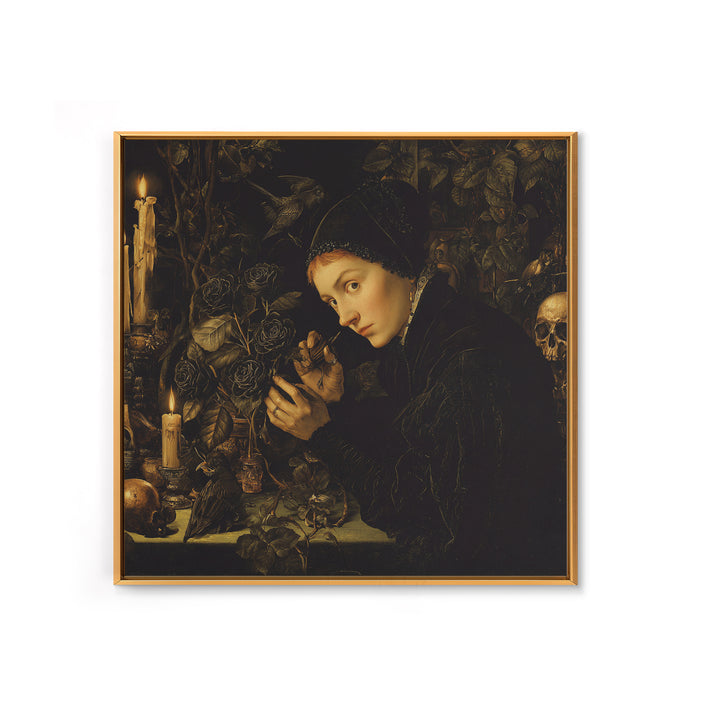 The Vampire Florist, Danse Macabre Art, Square Wall Art, Gothic Horror Wall Art, Framed Canvas Print, Halloween Wall Art